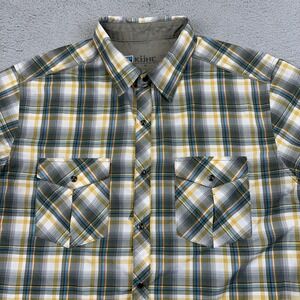 Kuhl Shirt Mens Medium Yellow Green Blue Plaid Short‎ Sleeve Snap Front Outdoors